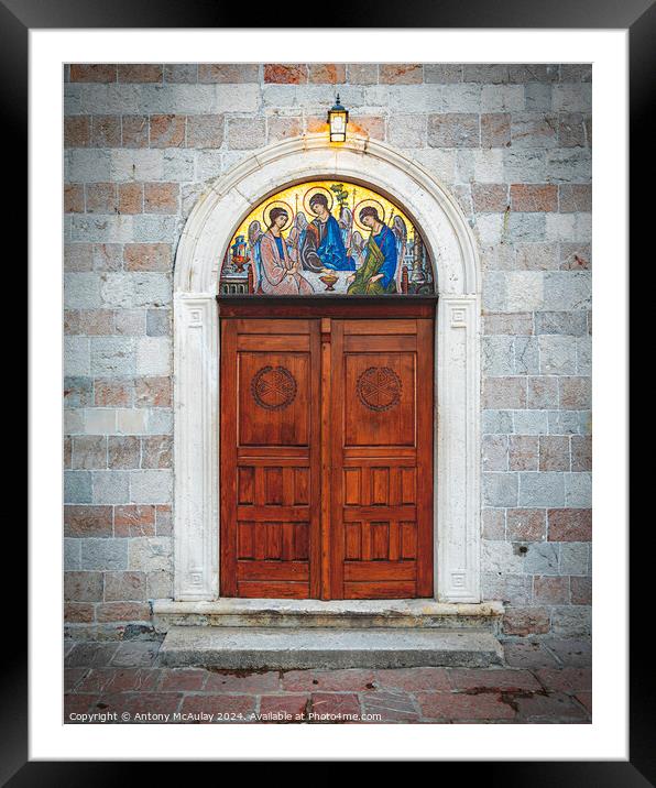 Budva Stari Grad Church Doors Framed Mounted Print by Antony McAulay