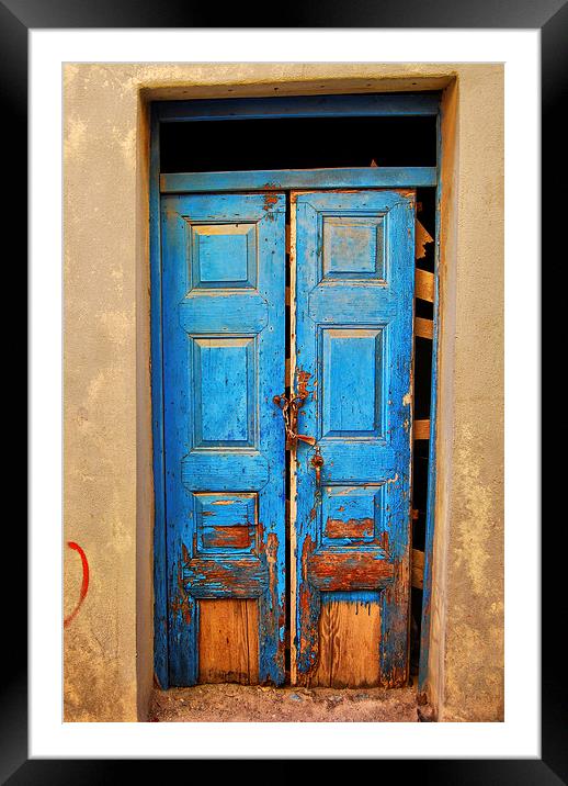 worn down blue door Framed Mounted Print by Antony McAulay