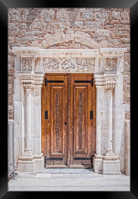 Wooden Doors With Marble Doorway Framed Print by Antony McAulay