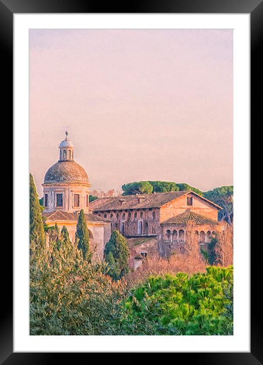 Rome Basilica Santi Giovanni e Paolo Digital Paint Framed Mounted Print by Antony McAulay