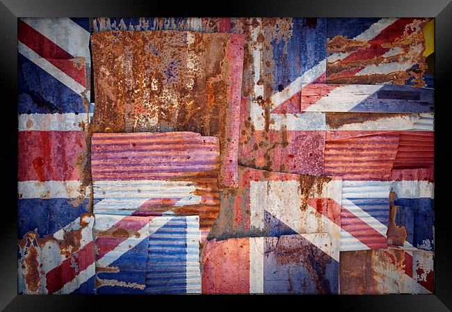 Corrugated Iron United Kingdom Flag Framed Print by Antony McAulay