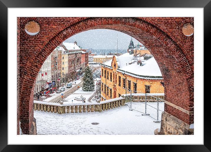 Helsingborg Winter Through the Archway Framed Mounted Print by Antony McAulay