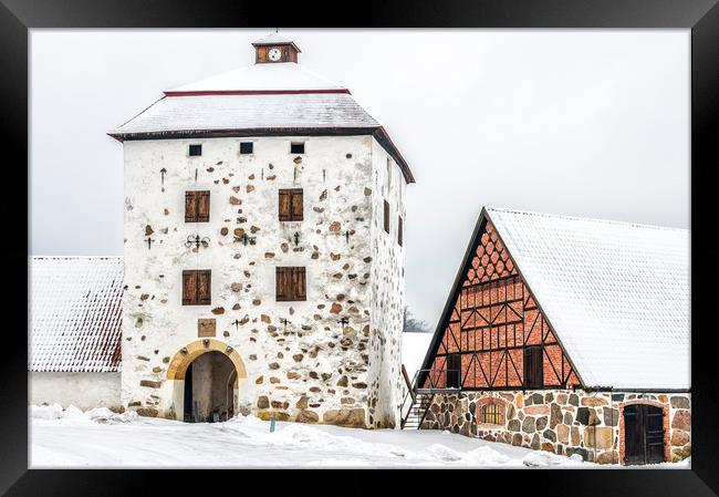 Hovdala Castle Gatehouse in Winter Framed Print by Antony McAulay