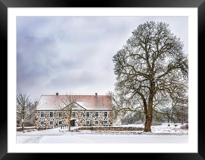 Hovdala Castle in Winter Framed Mounted Print by Antony McAulay