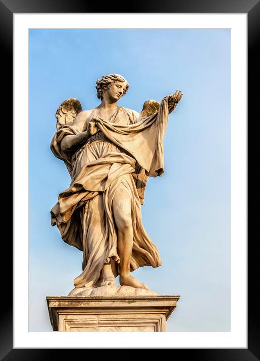 Angel Statue in Rome Framed Mounted Print by Antony McAulay