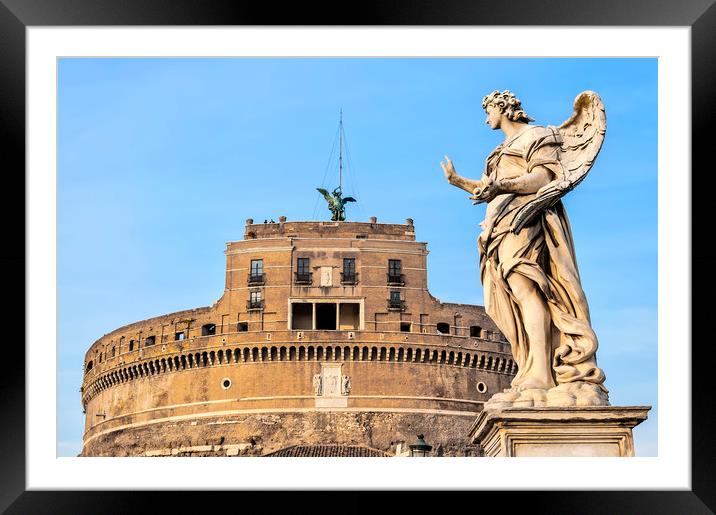 Rome Angel Statue at the Castel Sant Angelo Framed Mounted Print by Antony McAulay
