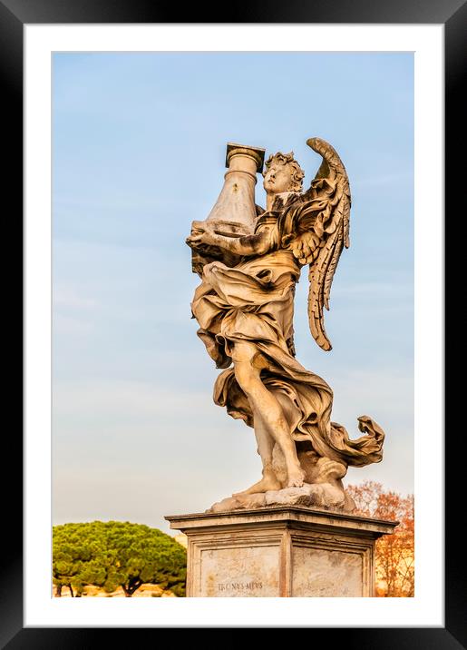 Rome Angel Statue on Bridge Framed Mounted Print by Antony McAulay