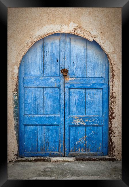 Santorini Blue Door Framed Print by Antony McAulay