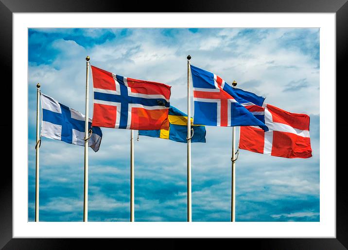 Flags of Scandinavia Framed Mounted Print by Antony McAulay