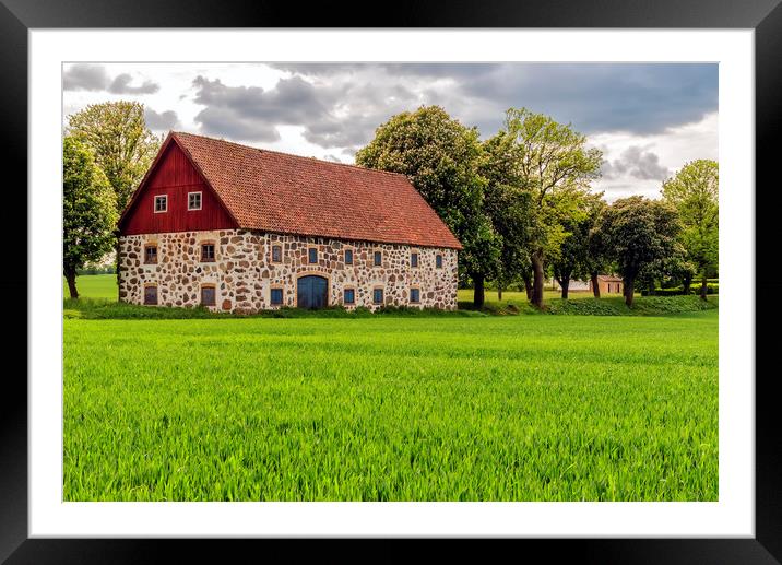Stone barn in Sweden Framed Mounted Print by Antony McAulay
