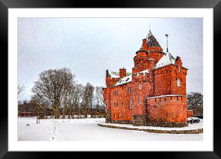 Hjularod Castle in Winter Framed Mounted Print by Antony McAulay