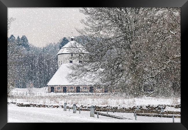 Hovdala Castle Gatehouse in the Snow Framed Print by Antony McAulay