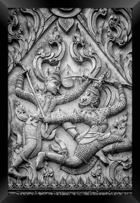 Phetchaburi Temple Stone Carving Framed Print by Antony McAulay