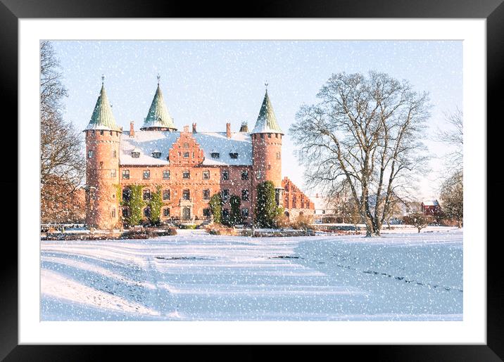 Trolleholm Castle in the Snow Framed Mounted Print by Antony McAulay
