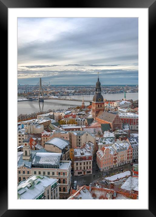 Riga Aerial View of Old Town Framed Mounted Print by Antony McAulay