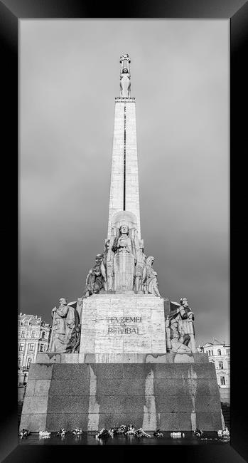Riga Freedom Monument Monochromatic Framed Print by Antony McAulay