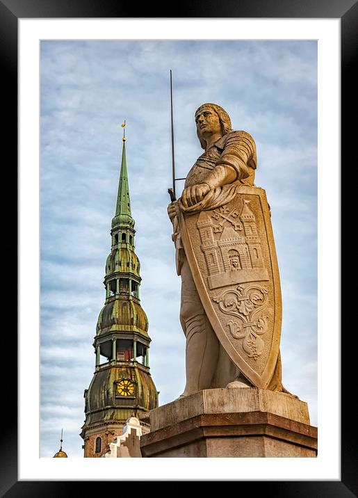 Riga Saint Roland Statue Framed Mounted Print by Antony McAulay