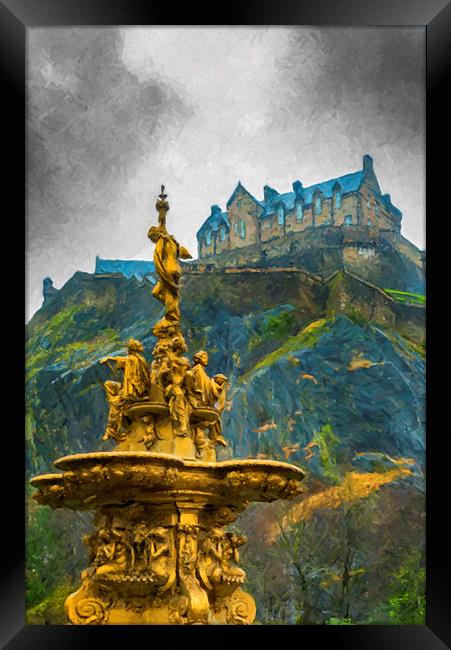 Edinburgh Ross Fountain Digital Painting Framed Print by Antony McAulay