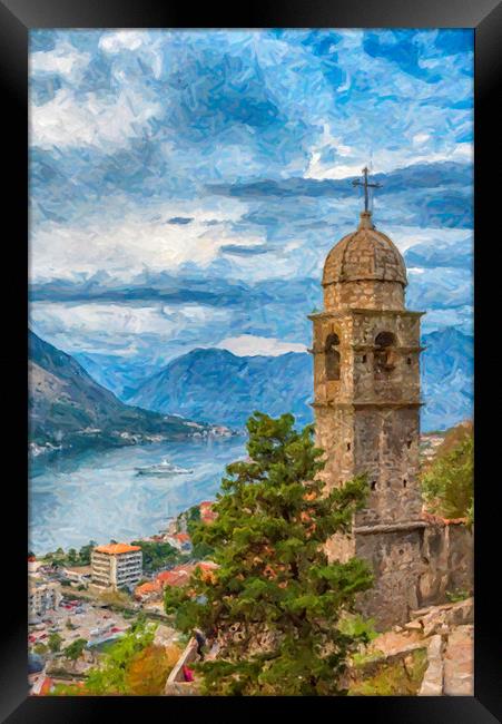 Kotor Church of Our Lady Digital Painting Framed Print by Antony McAulay