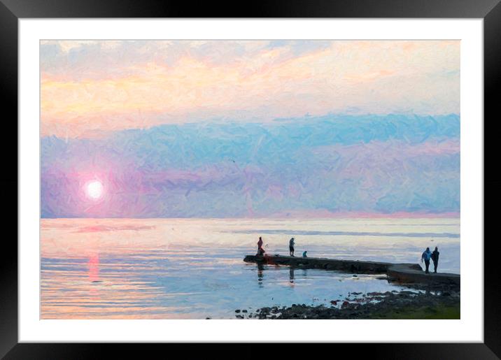 Sunset Gathering at Torekov Digital Painting Framed Mounted Print by Antony McAulay