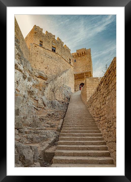 Rhodes Lindos Acropolis Staircase Entrance Framed Mounted Print by Antony McAulay