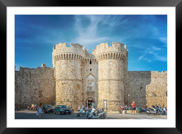 Marina Gate of Rhodes Old Town Editorial Framed Mounted Print by Antony McAulay