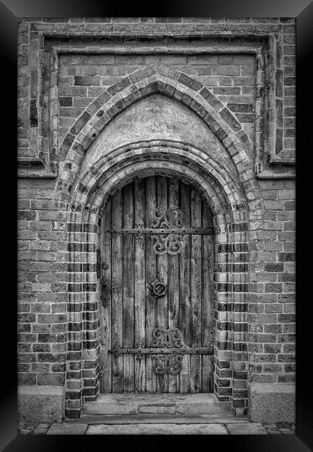 Roskilde Cathedral Door Monochromatic Framed Print by Antony McAulay