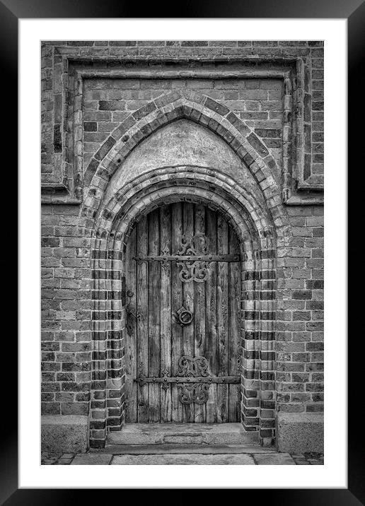 Roskilde Cathedral Door Monochromatic Framed Mounted Print by Antony McAulay