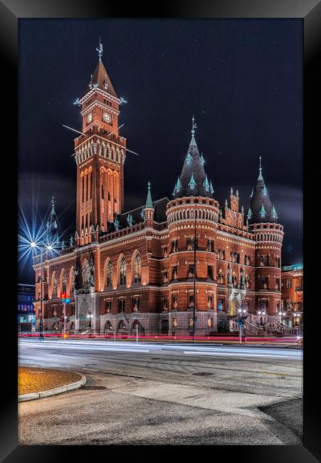 Helsingborg Town Hall Night Scene Framed Print by Antony McAulay