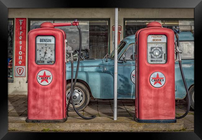 Vintage Petrol Pumps Framed Print by Antony McAulay