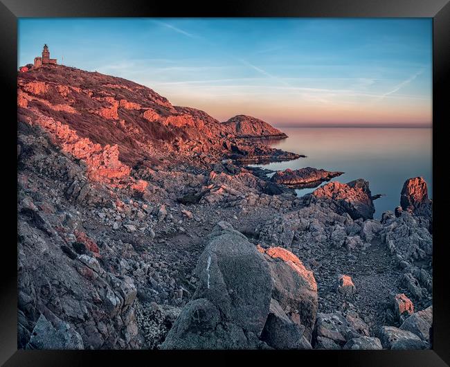 Kullaberg Lighthouse Near Rocky Coastline Framed Print by Antony McAulay