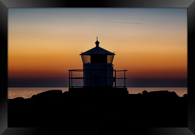 Kullaberg Small Lighthouse Silhouette Framed Print by Antony McAulay