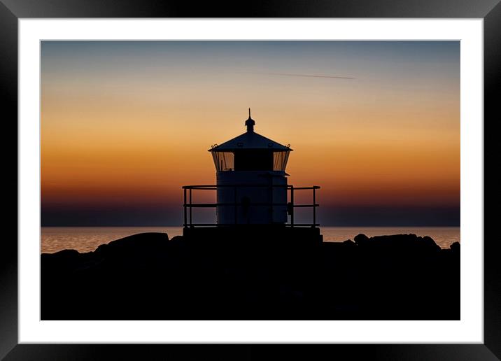 Kullaberg Small Lighthouse Silhouette Framed Mounted Print by Antony McAulay