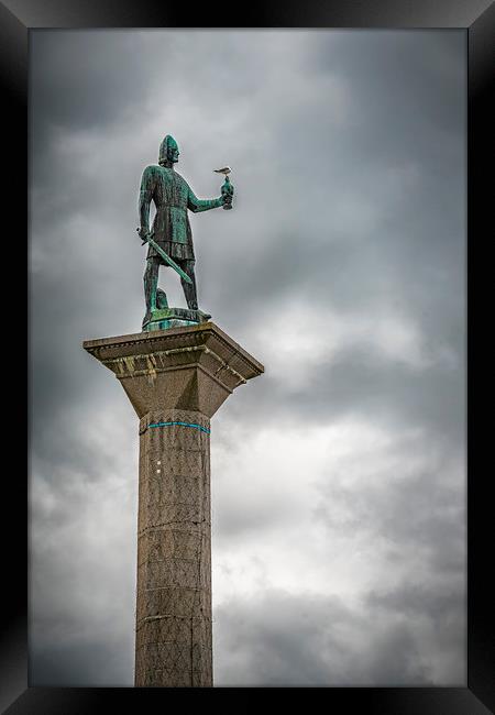 Trondheim Saint Olav Statue and Column Framed Print by Antony McAulay