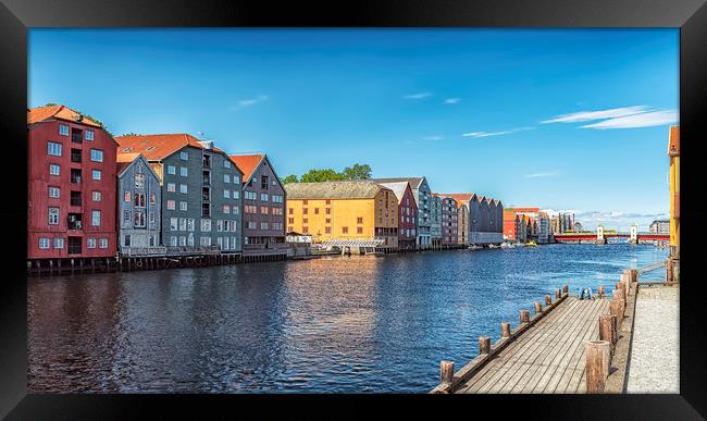 Trondheim River Dockside Warehouses Framed Print by Antony McAulay