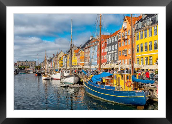 Copenhagen Nyhavn District Classic View Framed Mounted Print by Antony McAulay