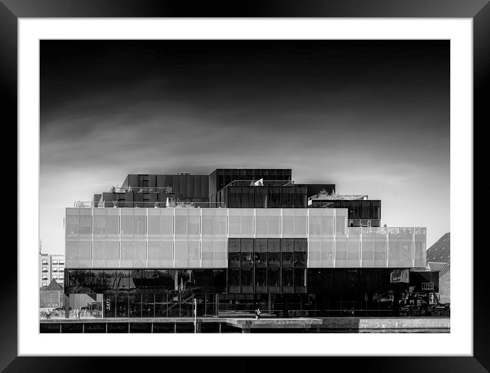Copenhagen Blox Building Facade Mono Framed Mounted Print by Antony McAulay