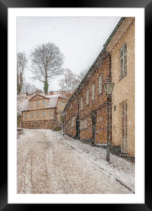 Helsingborg Wintry Old Town Street Framed Mounted Print by Antony McAulay