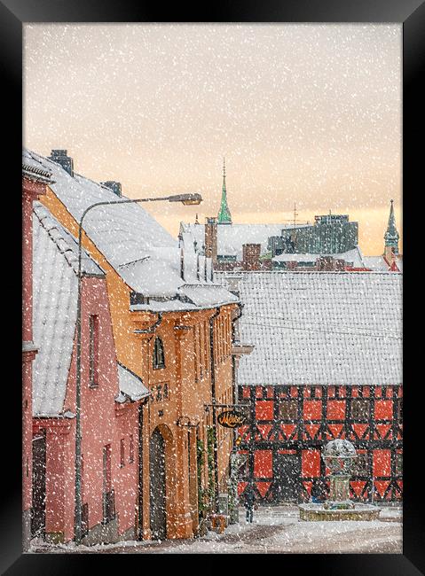Helsingborg Wintry Old Town Framed Print by Antony McAulay