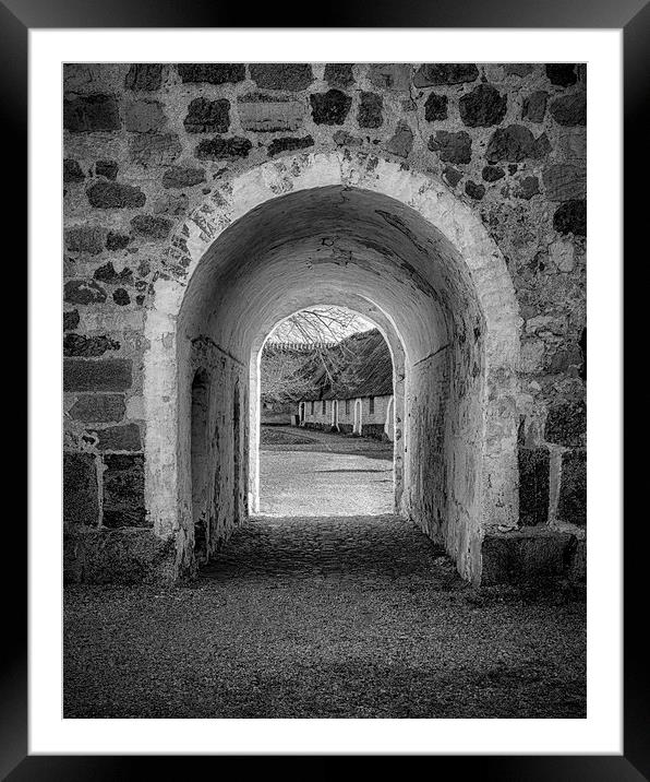 Borgeby Castle  Gate in Black and White Framed Mounted Print by Antony McAulay