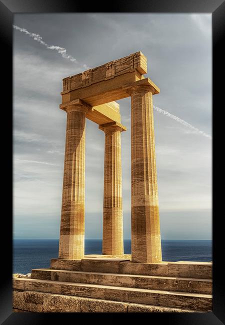 Rhodes Acropolis of Lindos Temple of Athena Ruins Framed Print by Antony McAulay