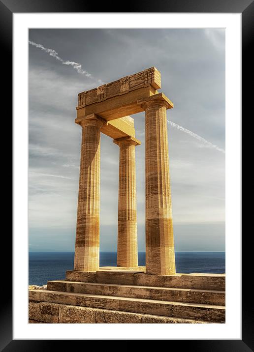 Rhodes Acropolis of Lindos Temple of Athena Ruins Framed Mounted Print by Antony McAulay