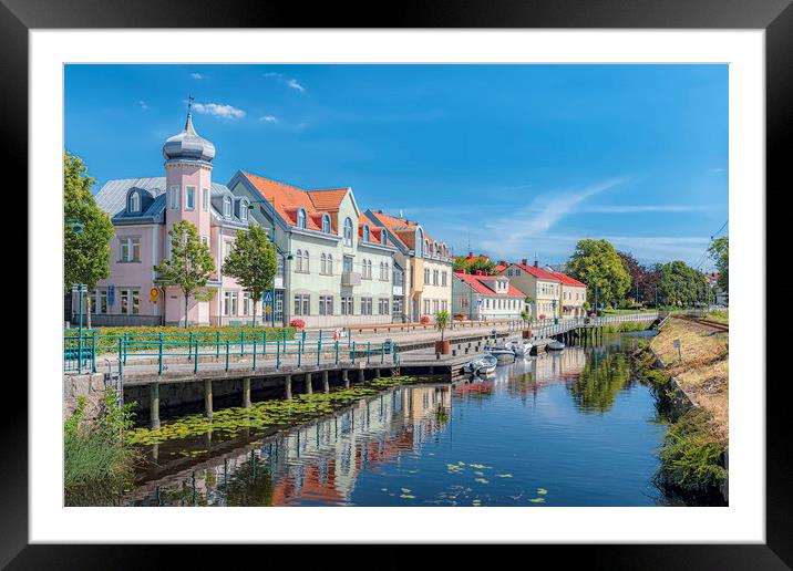 Ronneby Canalside View Framed Mounted Print by Antony McAulay