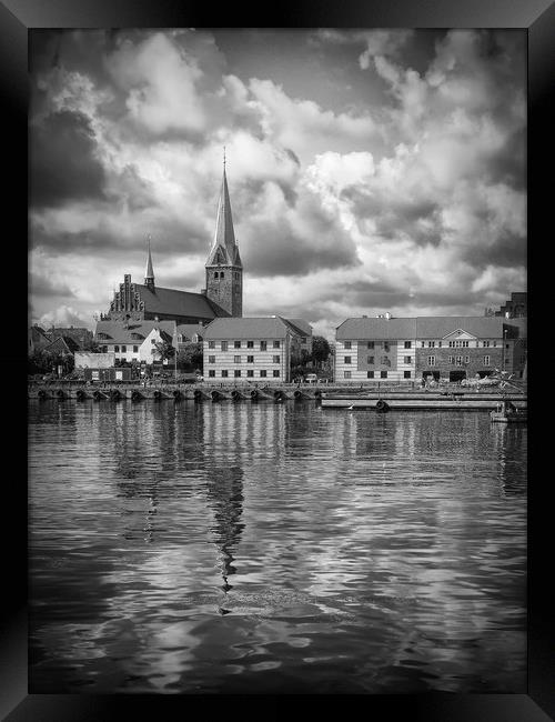 Helsingor Cityscape in Black and White Framed Print by Antony McAulay