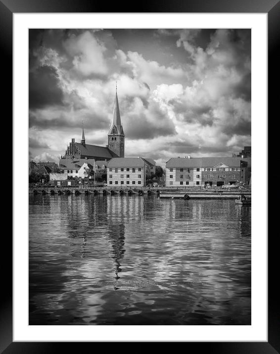 Helsingor Cityscape in Black and White Framed Mounted Print by Antony McAulay