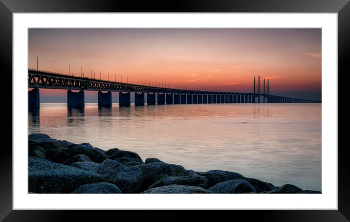 Oresunds Bridge After Sunset Framed Mounted Print by Antony McAulay