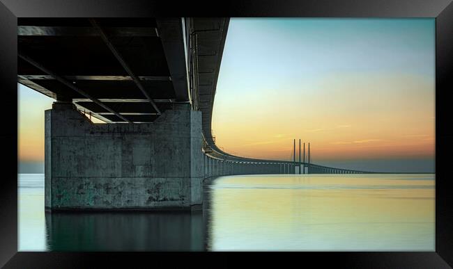 Oresunds Bridge at Sunset From Underneath Framed Print by Antony McAulay
