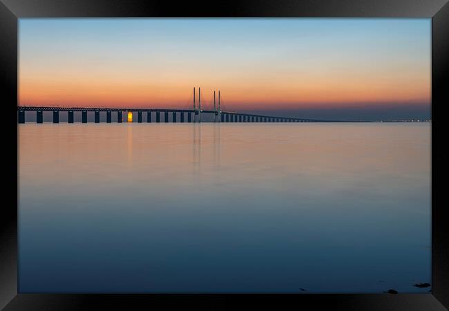 Oresunds Bridge at Twilight Framed Print by Antony McAulay