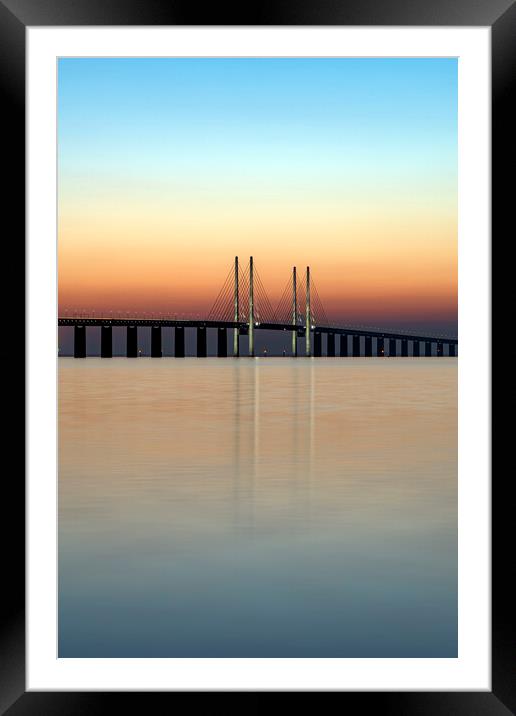 Oresunds Bridge in the Twilight Framed Mounted Print by Antony McAulay