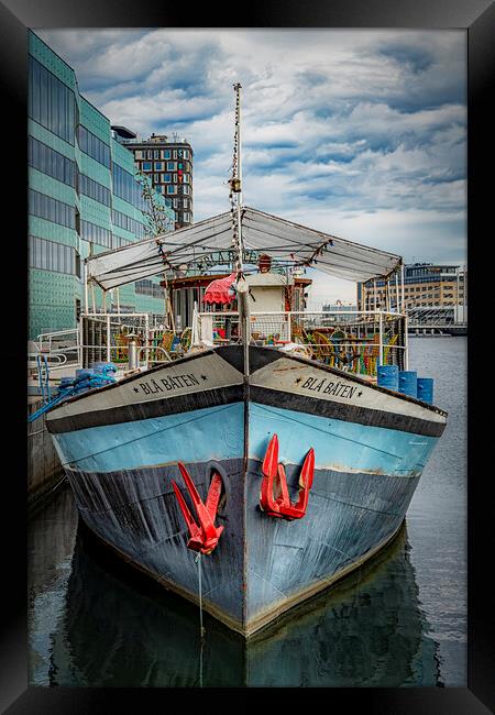 Malmo Blue Boat Framed Print by Antony McAulay